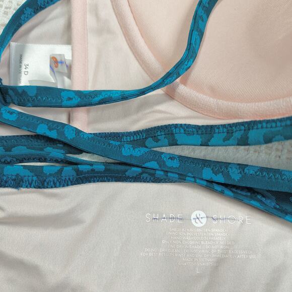 Shade & Shore Blue Leopard Bikini 2-Piece Swimsuit Size L/34D New - Picture 4 of 5